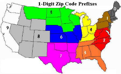 3 Digit Zip Code Map United States 